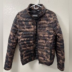 Pull&Bear Brown Camouflage Quilted Jacket